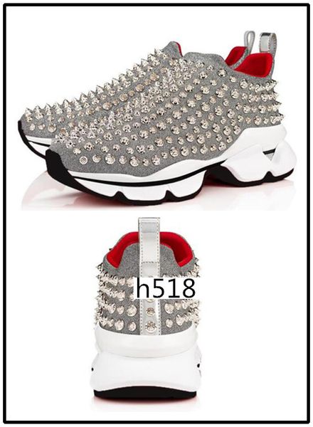 

product krystal spike socks donna flat sneaker designer men's red bottom rivet spiky socks primary stud flat shoes 4, Black
