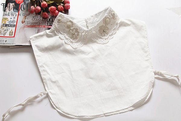 

ornaments european lace small lolita sweater fake collar temperament collar refined wild printing embroidery decorative, White