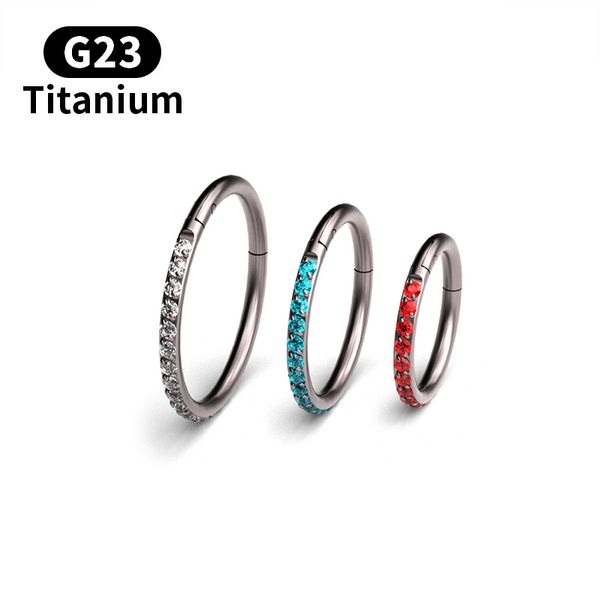 

other 1pc g23 titanium 16g zircon septum clicker piercing daith nose ring body hanger clip on fashion jewelry, Slivery;golden