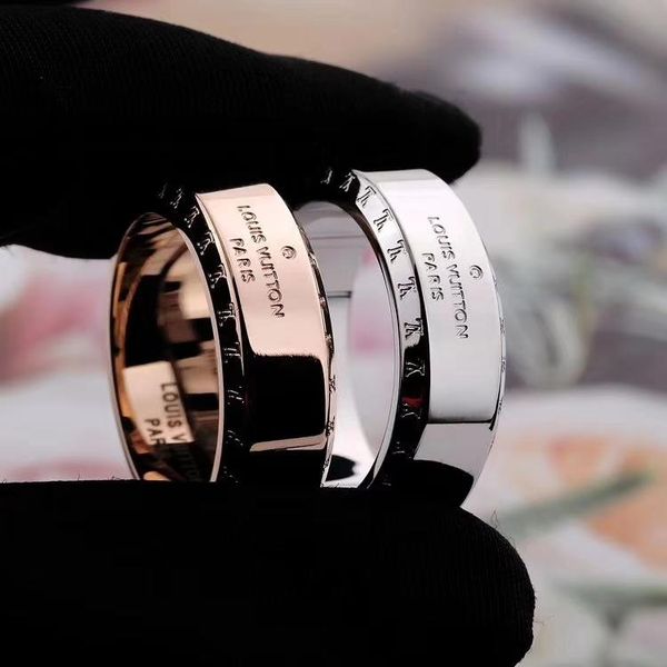 

высококачественная титана стальное кольцо top luxury личность простой дизайн кольцо для пар кольца модные аксессуары питания, Silver