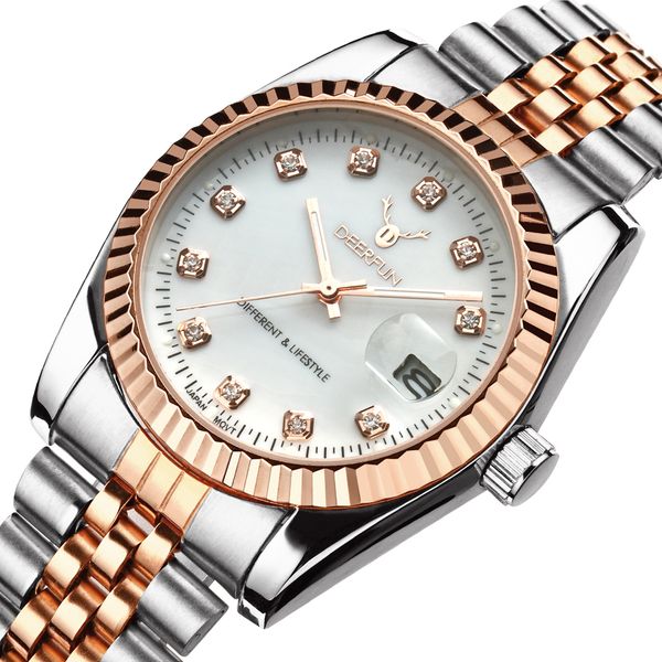 

famous brand fashion luxury steel metal band rose gold bracelet watch for men and women gift dress watches relogio masculino, Slivery;brown