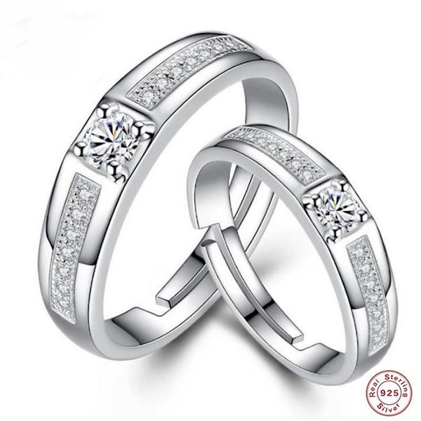 

2019 yknrbph s925 sterling silver roung diamond ring men and women zircon wedding open a pair of rings jewelry gift, Golden;silver