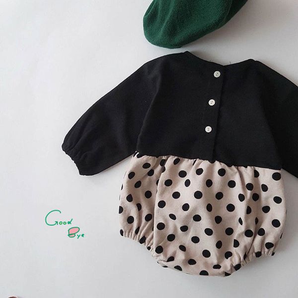 

korean baby bodysuits minimalist children clothing cute dot butt-wrapped jumpsuit newborn girl checked jumpsuit long sleeve, Blue