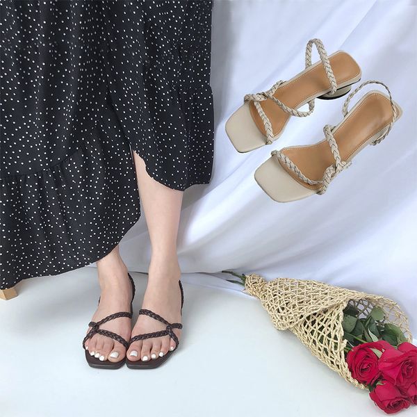 

shoes woman 2020 med slippers casual slipers women rubber flip flops soft luxury summer new hawaiian fabric slides hoof heels, Black