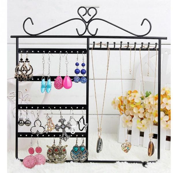 

earrings ear studs necklace jewelry display rack metal stand organizer hold, Pink;blue
