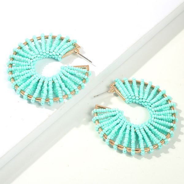 

bohemian beaded earrings for women statement hoop earring korean fashion geometric summer earring fashion jewelry 2019 resin, Golden;silver