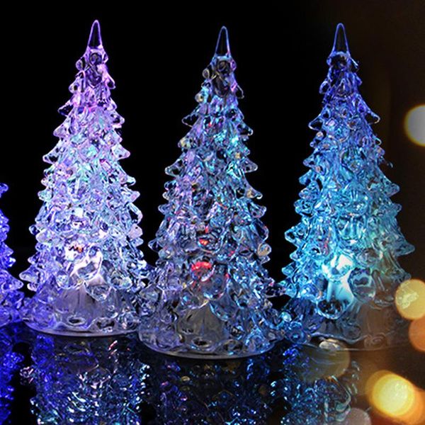 

colorful crystal acrylic christmas tree led night light 7 colors changing tower lamp home deco xmas light gift