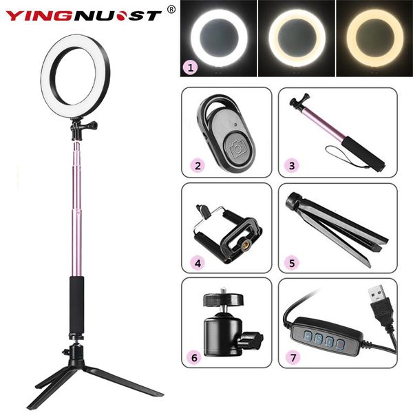 

Фотография Dimmable LED селфи Ring Light Youtube Video Live 3500-5500k Photo Studio Light с держатель телефона USB P
