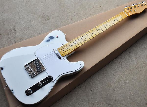 

тл старый электрическая гитара белый корпус желтый фортепиано голову подражать древним, бесплатная доставка