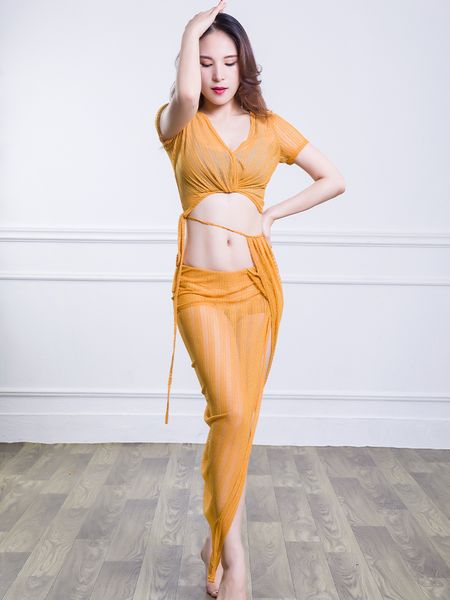 

shan rantang belly dance practice gongfu new suit of 2019 oriental dance dress long skirt autumn beginner, Black;red