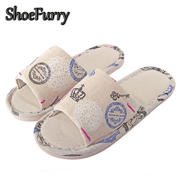 

shoefurry summer flax slippers striped men casual indoor floor shoes home slipper, Black