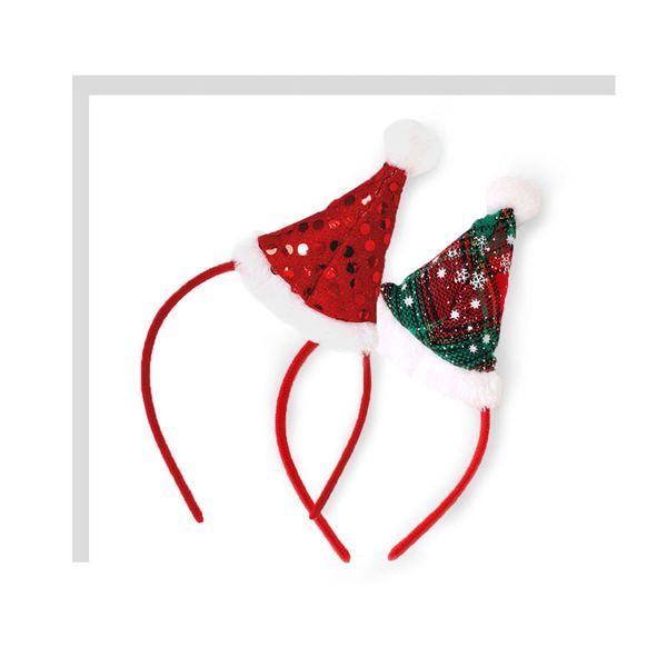 

21*12cm fashion christmas hat headband sequin head hoop santa xmas decor mini cap hairband clasp ing