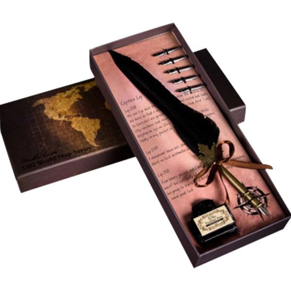 

kids retro gift writing calligraphy feather pen home, office, school, etc ink quill sets writing, drawing, etc