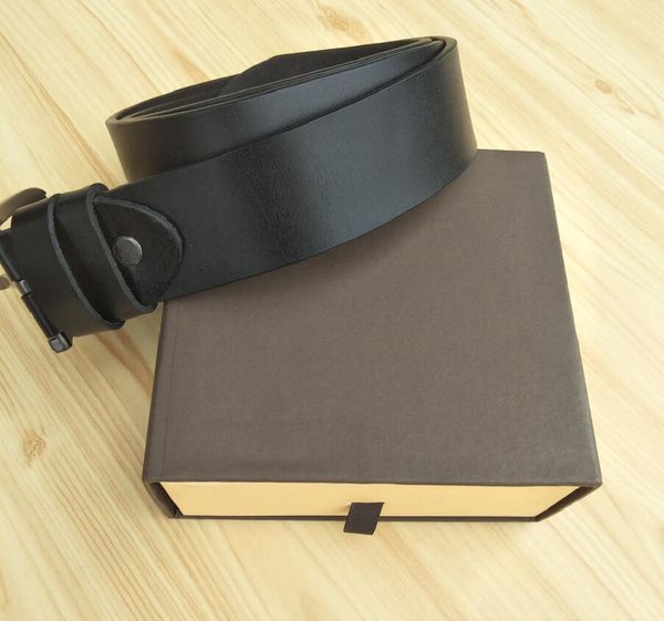 

fashion belts men leather black business belts women big gold buckle womens classic casual ceinture with orange box, Black;brown