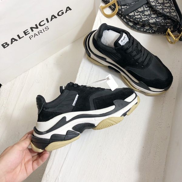 

luxury fashiondesigner couple shoes jogging casual shoes basketball sneakers triple platform air cushion vintage men's brand size 35-45, Black