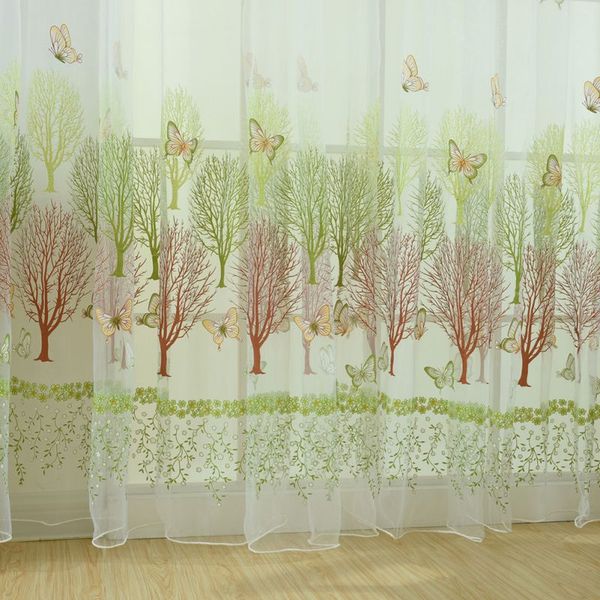 

100cm x 270cm butterfly print sheer window panel curtains room divider for living room bedroom home decoration