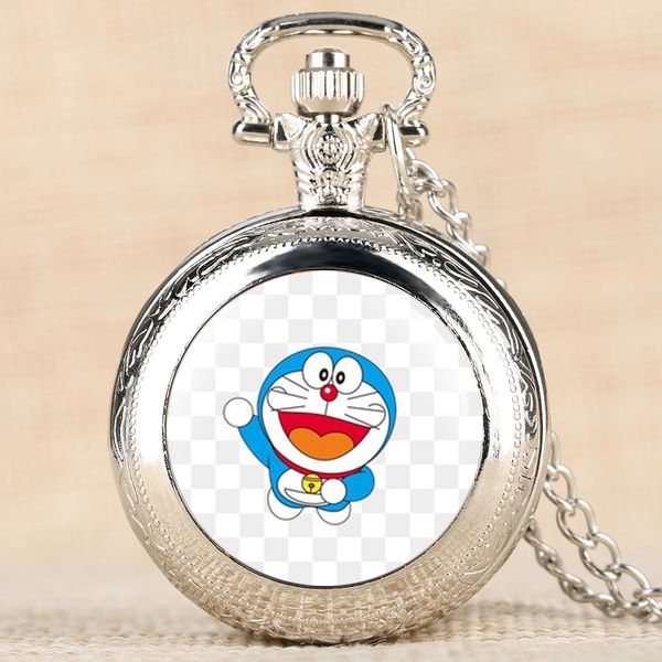 

quartz pocket watch anime theme doraemon cartoon character fob watch clock pendant necklace birthday gifts for kids dropshipping, Slivery;golden