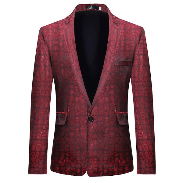 

4 colors luxury florwers print blazer masculino slim fit men blazer hombre stage cloth for dj singer chaqueta hombre suit, White;black