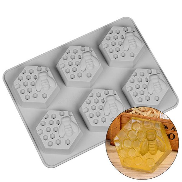 

6 holes heat resistant silicone diy handmade honey bee shaped soap mold