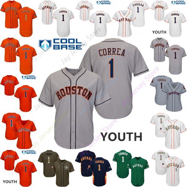

Custom Houston 1 Carlos Correa Jersey Astros Jerseys Cooperstown Cool Base Flexbase White Black Red Grey Home Away Men Women Youth Cheap