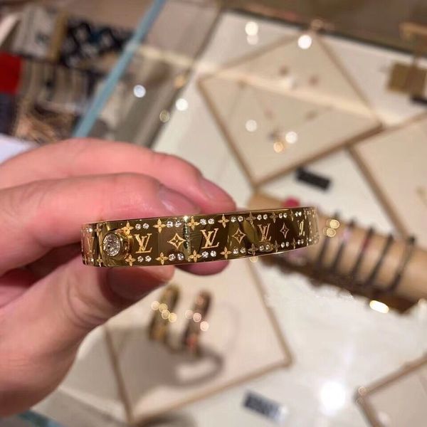 

Brand ize 5 7 4 9cm luxury cz diamond de igner 18k gold bangle black gold plated bracelet tainle teel bracelet