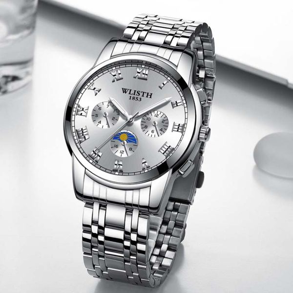 

steel band watch men decorated three needle luminous waterproof quartz watch men's students fashion casual belt wris, Slivery;brown