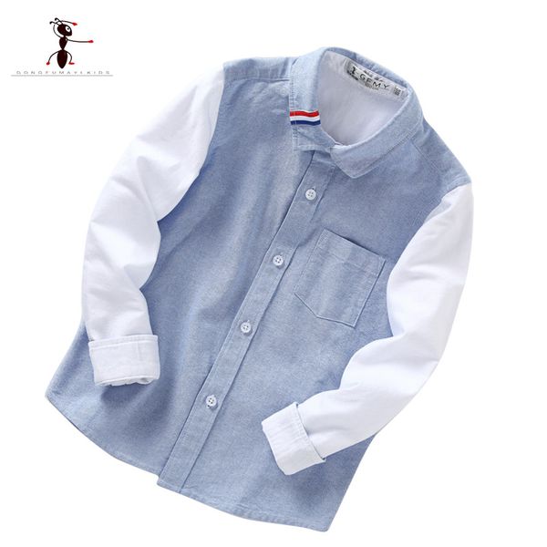 

2018 new arrival blue green pink full sleeve cotton shirt for boy casual blouses children clothes 201702, White;black