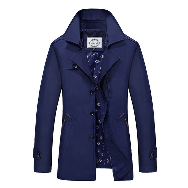 

men's trench coat plus size new arrival 2018 fashion medium-long trench turn-down collar jacket outerwear -4xl, Tan;black