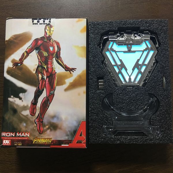 

1:1 scale iron man mark 50 mk50 nano suit armor arc reactor led light action figure collection model toy include display stand