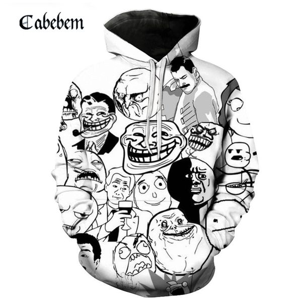 

anime funny expression pack 3d hoodie digital printing geometric sweatshirts men casual autumn loose hooded sportswear s-6xl, Black
