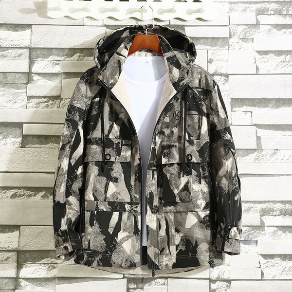 

plus size 10xl 9xl 8xl cotton men's jackets camouflage hooded coats casual zipper male windbreaker men brand clothing, Black;brown