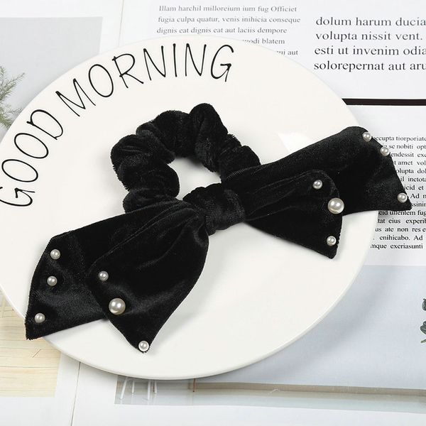 

bow tie hair ring headbands pearl velvet baby hair bands headband hair cutting style headdress dcqyp, Black;brown