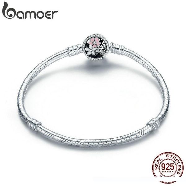 Authentic 925 Sterling Silver Clear Zircone Cubique Bracelet Signature fermoir charme européen