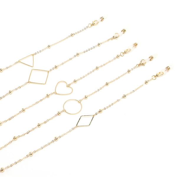 

fashion simple golden triangle geometry beaded sunglasses glasses chain chain for glasses neck chains lanyard, Silver