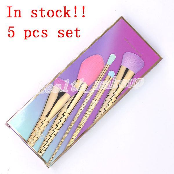 Makeup brushes sets cosmetics brush 5 pcs bright colors Rose Gold Spiral shank make up brush tools Powder Contour brushes free shipping