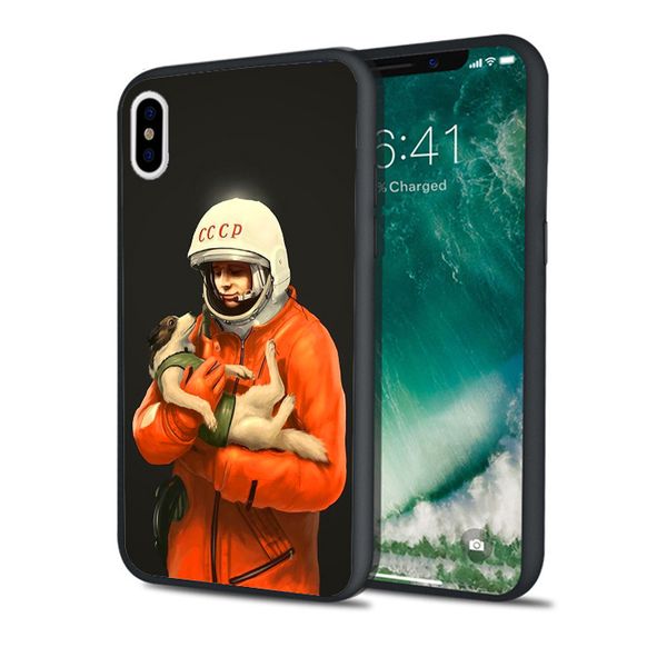 

capa yuri gagarin dog phone case for iphone 11 pro xs max xr 8 7 6s plus 5s se 5 case black soft silicone tpu cover