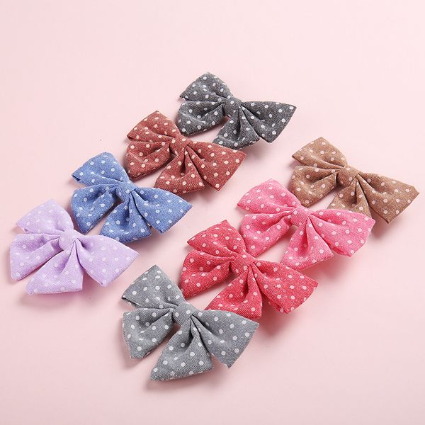 

3" cotton fabric hair bow hairpins hair barrettes fashion bowknot hairclips for women girls accessories 36pcs/lot, Slivery;white
