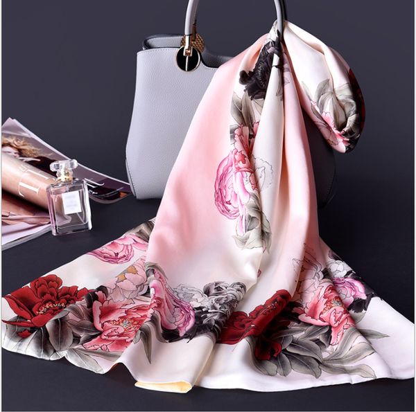 A última moda chinesa Hangzhou seda de dupla camada de cetim de seda Scarf womens impressa tensor 100% lenço de seda pode ser usado em ambos os lados