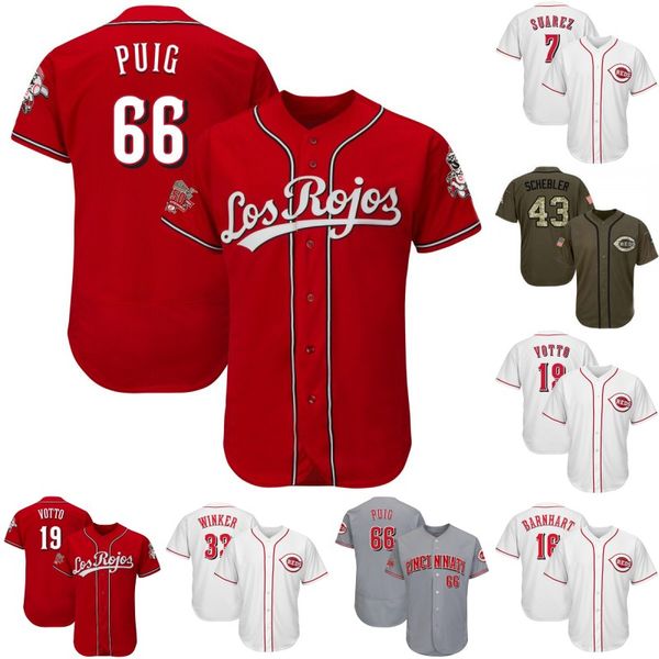 

Cincinnati Jersey 66 Yasiel Puig 33 Jesse Winker 19 Joey Votto 22 Derek Dietrich 16 Tucker Barnhart 7 Eugenio Suarez Reds Baseball Jerseys