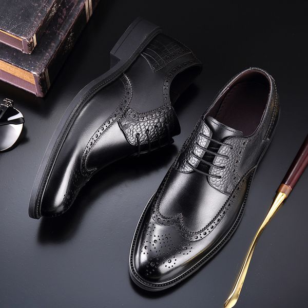 Brogues Corporate-Schuhe für Herren, italienische schwarze Oxford-Schuhe für Herren, formelle Kleidung, klassische Schuhe für Herren, modische Chaussure Mariage Homme-Schuhe