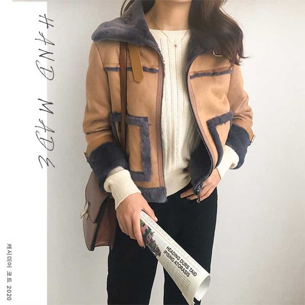 

women's spring winter hand made two-sided 100% wool coat short patchwork cashmere coat big pocket, Black