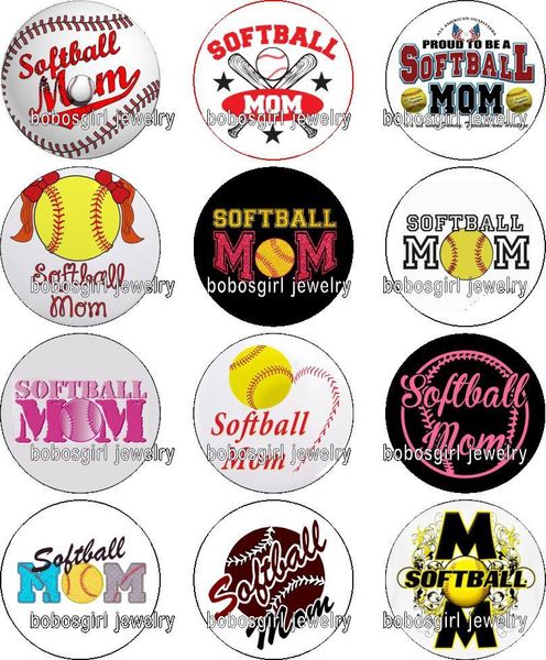 

softball mom glass snap button charm popper for snap jewelry good quality 12pcs / lot gl357 jewelry making diy, Crystal