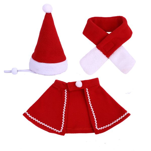 Weihnachten Haustier Mantel Hut Schal Set Weihnachten Rot Welpen Katze Warme Mütze Mantel Neujahr Party Haustier Dekorationen