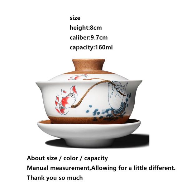 

tea bowl 160ml ceramic gaiwan vintage master cup pottery tea tureen teaware container cha bowls drinkware decoration as gifts