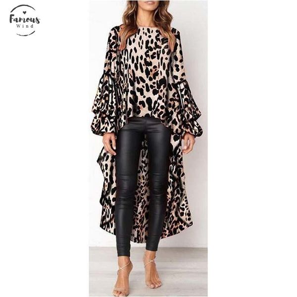 

свободные женщины повседневная плюс размер шифоновая блузка леопардовый рубашка с длинным рукавом фонарь мундир high top шеи lady блуза am01, White