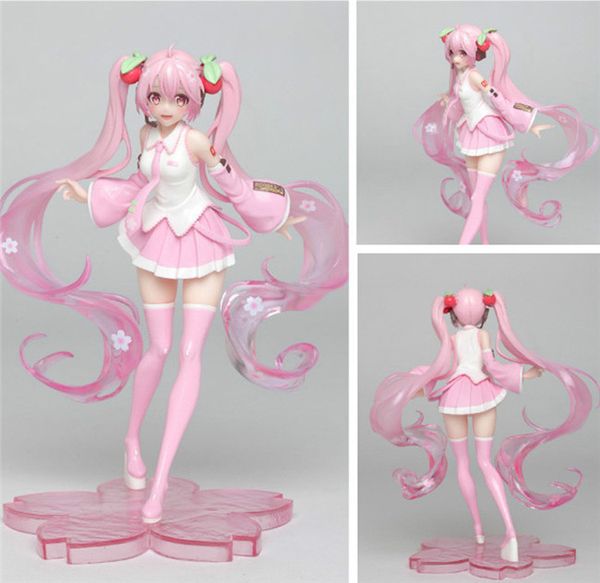 

18cm anime pink hatsune miku sakura girls pvc action figures toys anime figure toys for kids children christmas gifts t200704