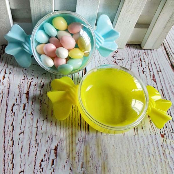 

12шт / комплект 9 * 5 * 3 см прозрачных конфеты коробки сладкой пластиковых shaped дело контейнер для хранения colorfull party wedding suppl