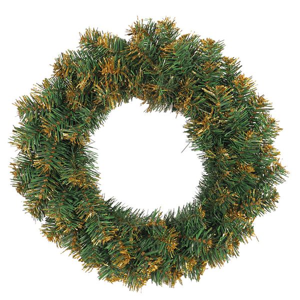 

40cm unlit artificial christmas pvc needles pine wreath for home party decor wall door window (without battery)