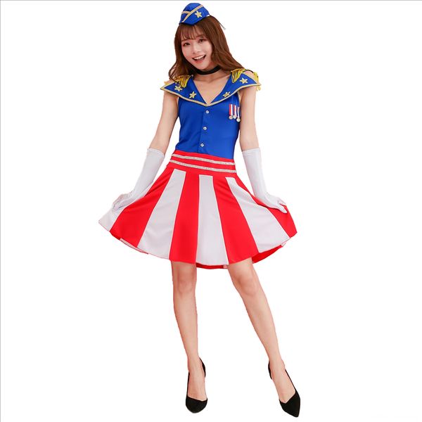 

m-xl japanese welcome etiquette stewardess dress bar singer dance anime costumes costumes & cosplay pilot air crew dress performance clo, Black
