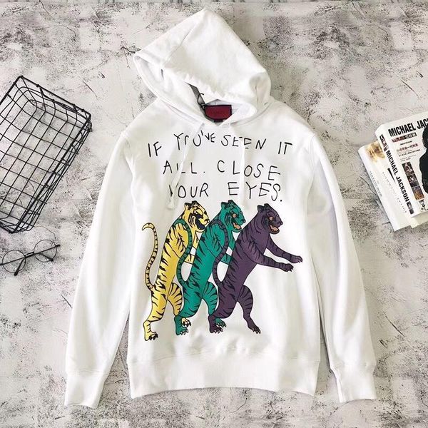 

19fw luxurious italy brand design dsm hooded hoodie men women fashion tiger print pullover casual streetwear sweatshirts outdoor sweatshirt, Gray;blue